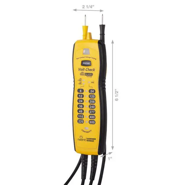 Alt view image 2 of 7 - Instruments VC61000 Volt Check Voltage & Continuity Tester, Black & Yellow