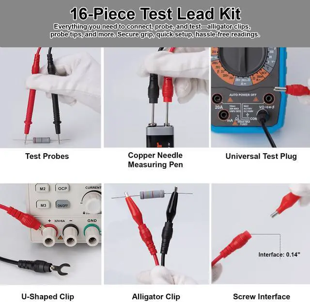 Alt view image 2 of 7 - 2026 Upgraded FS899L Digital Multimeter, Color Screen, USB-C with 20pcs Silicone Multimeter Test Leads Kit, Rechargeable, Auto-Ranging, 6000 Counts True RMS AC/DC Voltage, NCV, Capacitance Tester.