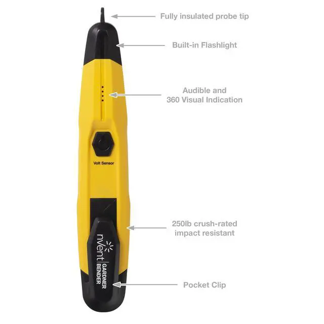 Alt view image 2 of 6 - Instruments VD6508 Detector with Flashlight,cETLus Listed Lifetime, Warranty, 1, 5 Clams/Master Non-Contact Voltage Tester, Yellow