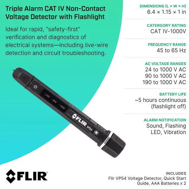 Alt view image 7 of 7 - VP54 Non-Contact Voltage Detector, CAT IV 1000V, Flashlight