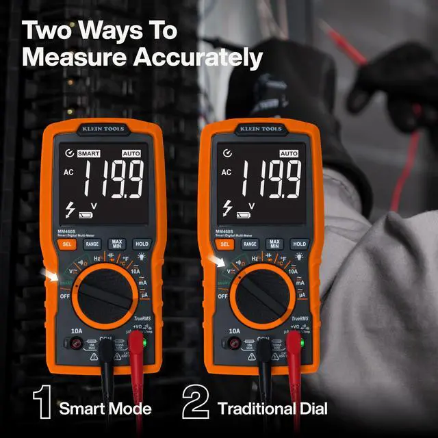 Alt view image 5 of 5 - MM460S Smart Digital Multimeter, 600V AC/DC Auto-Ranging TRMS, Voltage Tester, Backlit Display, Hands-Free Operation, Professional Electrical Tester