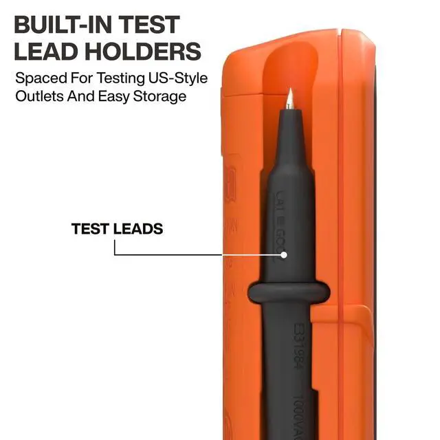 Alt view image 5 of 6 - ET40 Digital AC/DC Voltage Tester, 12-240V AC, 1.5-24V DC, LED Illumination, DC Polarity, Auto Off, CAT III 250V-Class 2- Double Insulation, IP41 Dust and Water Resistant