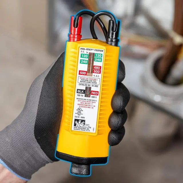 Alt view image 7 of 7 - Ideal Electrical Vol-Con Solenoid Voltage Tester, CAT III 600V, AC/DC Detection, Vibrating Alert, Low Impedance, LED & Neon Indicators, Replaceable Shielded Leads, Rugged & Reliable Electrician Tools
