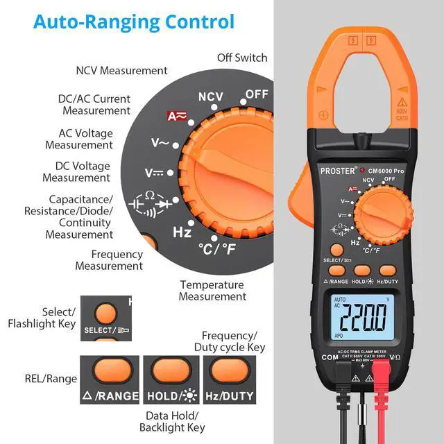Alt view image 2 of 7 - Electrical Test Tool - TRMS Clamp Meter 6000&NCV Voltage Tester Pen