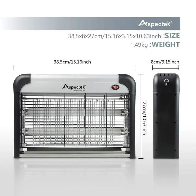 Alt view image 2 of 7 - Electric Bug Zapper, 20W UV Bulbs, High Voltage Mosquito, Fly and Moth Killer, Indoor and Covered Outdoor Insect Control for Gnat and Fruit Flies, Easy-Mount Design with Hanging Chain