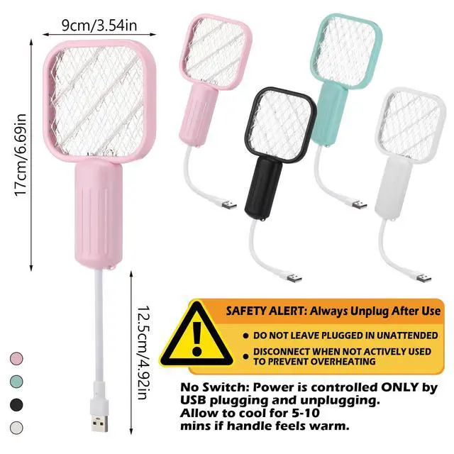 Alt view image 2 of 7 - 8 Pack Mini Electric Mosquito Swatter Plug-and-Play USB Mosquito Attracting Lamp Portable Electric Bug Zapper Safety Net Mosquitoes Zapper Fly Swatter for Indoor Outdoor Camping (Cute Colors)