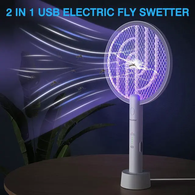 Alt view image 2 of 7 - Electric Fly Swatter 4000V Bug Zapper Racket Dual Modes