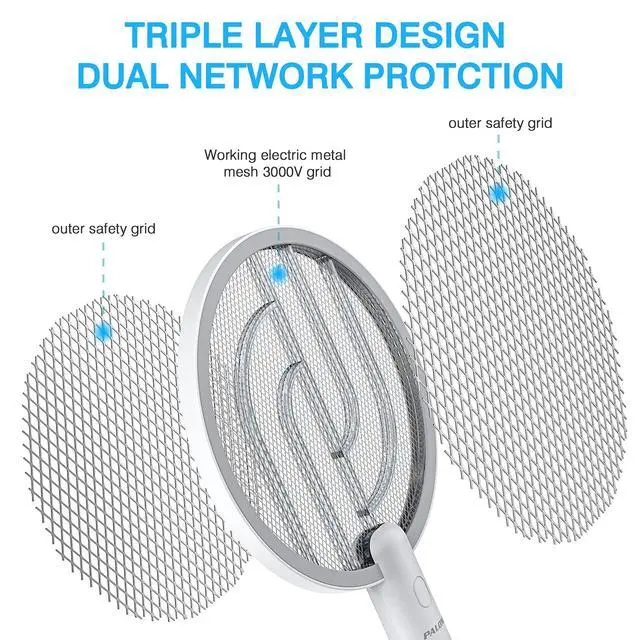 Alt view image 5 of 7 - Electric Fly Swatter 4000V Bug Zapper Racket Dual Modes