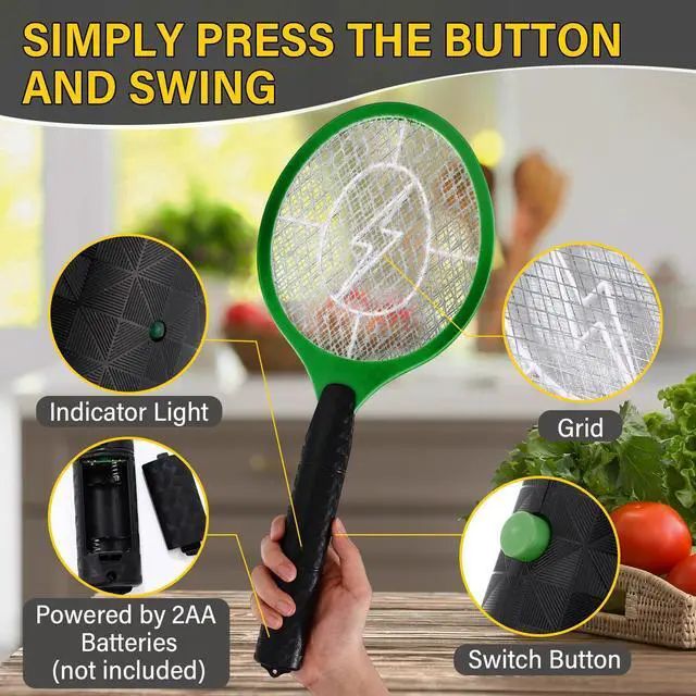 Alt view image 3 of 7 - 24 Pack Electric Fly Swatter Bulk Bug Zapper Rackets for Indoor Outdoor Insect Control Killer Bat Handheld Mosquito Swatter Battery Powered Electric Bug Killer for Home Patio Camping (4 Colors)