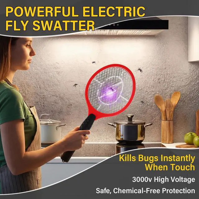 Alt view image 4 of 7 - 24 Pack Electric Fly Swatter Bulk Bug Zapper Rackets for Indoor Outdoor Insect Control Killer Bat Handheld Mosquito Swatter Battery Powered Electric Bug Killer for Home Patio Camping (4 Colors)