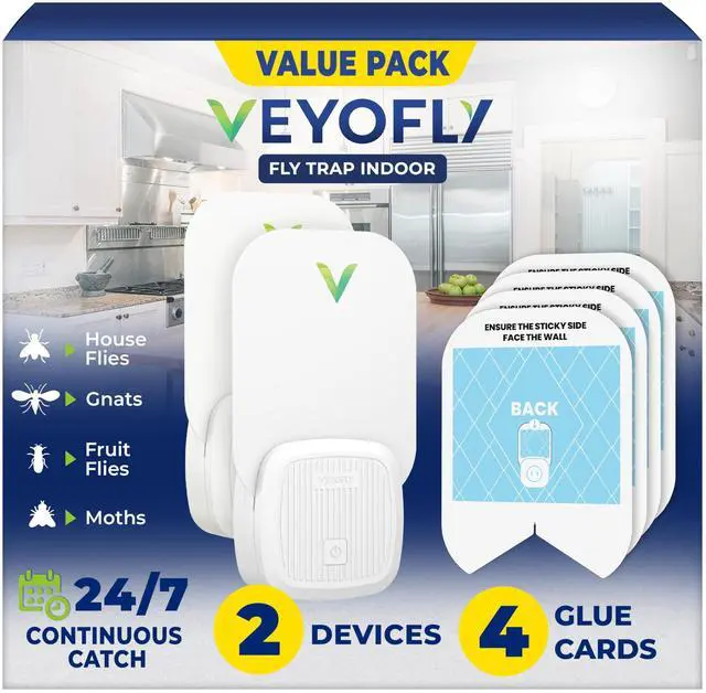 Main image of Fruit Fly Traps Indoor Plug-in UV, Gnat Trap, 2 Device + 4 Refills