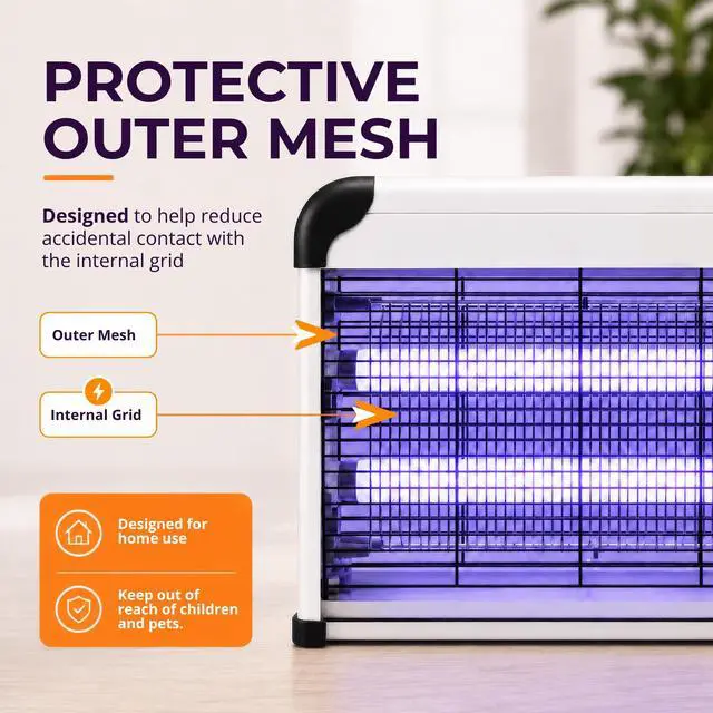 Alt view image 4 of 7 - 20W Electric Bug Zapper, High Voltage Mosquito and Fly Killer, Heavy Duty 360° Gnat Trap for Indoor, Bedroom, Covered Patios, Farm, BBQ and Greenhouse, Includes 2 Replacement Bulbs