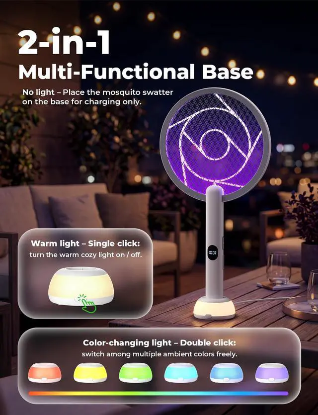 Alt view image 3 of 7 - Electric Fly Swatter Bug Zapper Racket Dual Modes