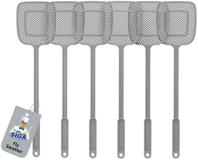 Main image of Heavy Duty Long Handle Fly Swatter, Gray, 6 Pack