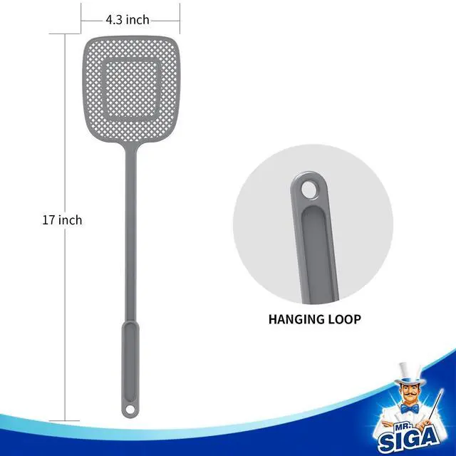 Alt view image 3 of 7 - Heavy Duty Long Handle Fly Swatter, Gray, 6 Pack