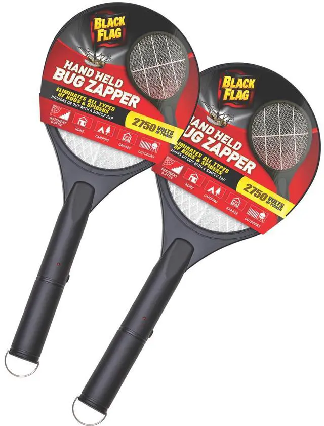 Main image of 2-Pack Electric Bug Zapper Rackets, Mosquito & Fly Swatter, Battery Operated (Black)