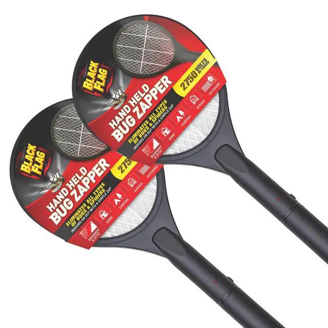 Alt view image 3 of 7 - 2-Pack Electric Bug Zapper Rackets, Mosquito & Fly Swatter, Battery Operated (Black)