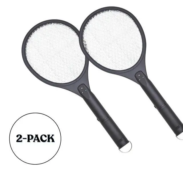 Alt view image 2 of 7 - 2-Pack Electric Bug Zapper Rackets, Mosquito & Fly Swatter, Battery Operated (Black)