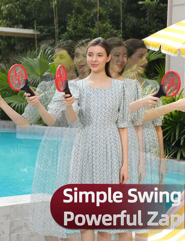 Alt view image 5 of 6 - 2 Pack Mini Electric Fly Swatter, Battery Powered Bug Zapper Racket, 3000VDC Portable Fly Zapper for Kitchen Bedroom Camping, Batteries Not Included