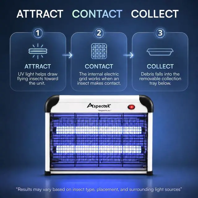 Alt view image 6 of 7 - 20W Bug Zapper, Electric Insect Killer for Indoor and Covered Outdoor, Mosquito, Fly and Moth Trap with Protective Mesh and Hanging Chain for Versatile Setup at Home, Patio and Garage