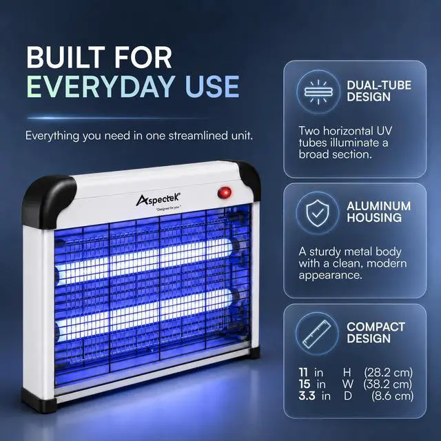 Alt view image 5 of 7 - 20W Bug Zapper, Electric Insect Killer for Indoor and Covered Outdoor, Mosquito, Fly and Moth Trap with Protective Mesh and Hanging Chain for Versatile Setup at Home, Patio and Garage