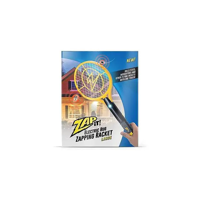Alt view image 4 of 7 - Rechargeable Electric Fly Swatter Racket - 4,000-Volt Mosquito Zapper with USB Charging Cable and Super-Bright LED Light -Large- Safe 3-Layer Mesh, Yellow, Bug Zapper for Indoors and Outdoors