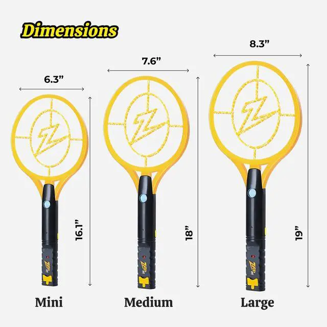 Alt view image 3 of 7 - Rechargeable Electric Fly Swatter Racket - 4,000-Volt Mosquito Zapper with USB Charging Cable and Super-Bright LED Light -Large- Safe 3-Layer Mesh, Yellow, Bug Zapper for Indoors and Outdoors