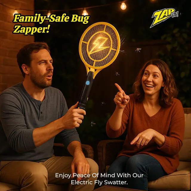 Alt view image 6 of 7 - Rechargeable Electric Fly Swatter Racket - 4,000-Volt Mosquito Zapper with USB Charging Cable and Super-Bright LED Light -Large- Safe 3-Layer Mesh, Yellow, Bug Zapper for Indoors and Outdoors