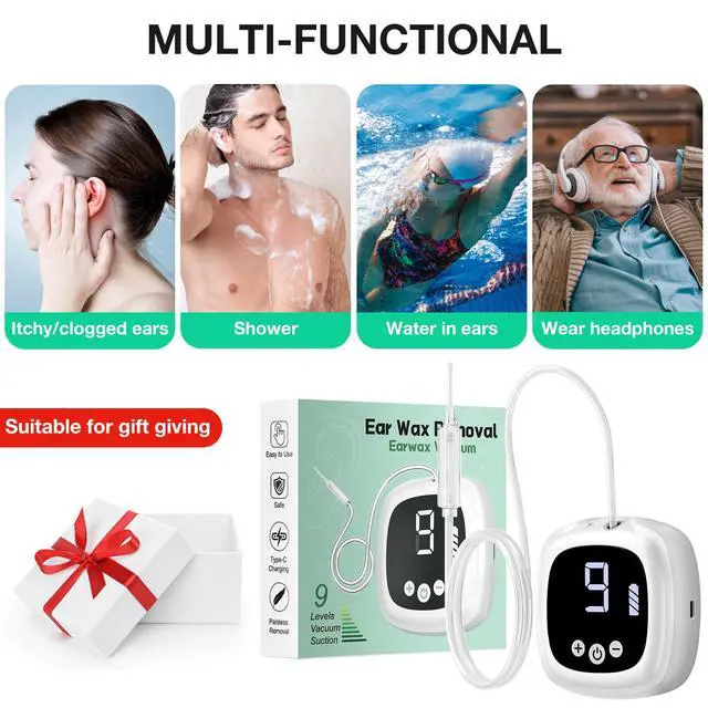 Alt view image 7 of 7 - Ear Vacuum Wax Remover, Earwax Removal Kit with 9 Levels Strong Suction