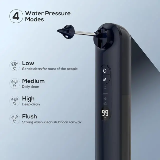 Alt view image 3 of 7 - Ear Wax Removal, Ear Cleaner, Safe Ear Wax Removal Kit, 4 Modes-Ear Irrigation Flushing System, Ear Cleaning Kit - IPX7 Waterproof (Blue)
