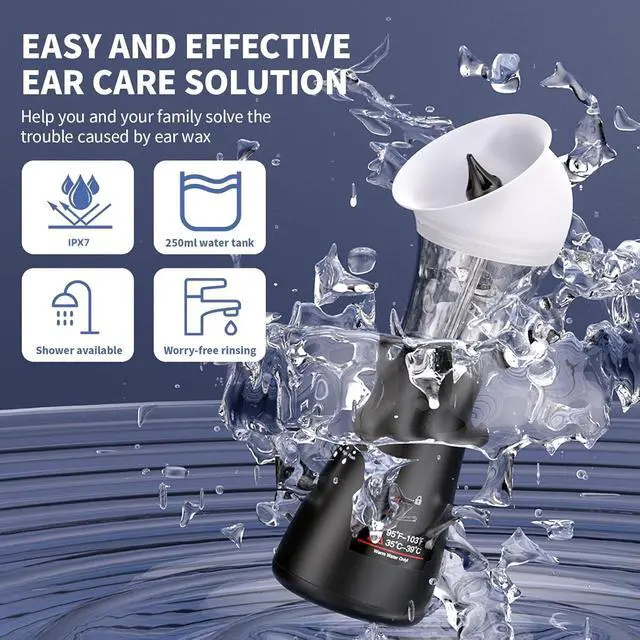 Alt view image 5 of 7 - Upgraded Ear Wax Removal Kit, 4-Mode Electric Ear Cleaner - IPX7 Waterproof, Earwax Cleaning Kit with Water Temperature Sensor, 2in1 Waste Tank Design for Home UseWhite
