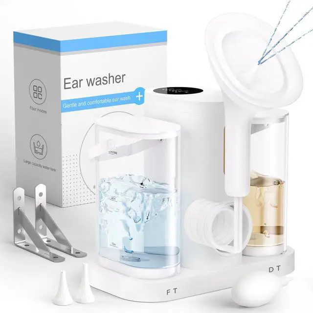 Main image of Water Powered Ear Cleaner, Electric Ear Wax Removal Kit with Sewage System and 4 Clean Mode, Safe and Effective Ear Flushing Kit, Ear Irrigation Tool 2 Ear Tips for Adults