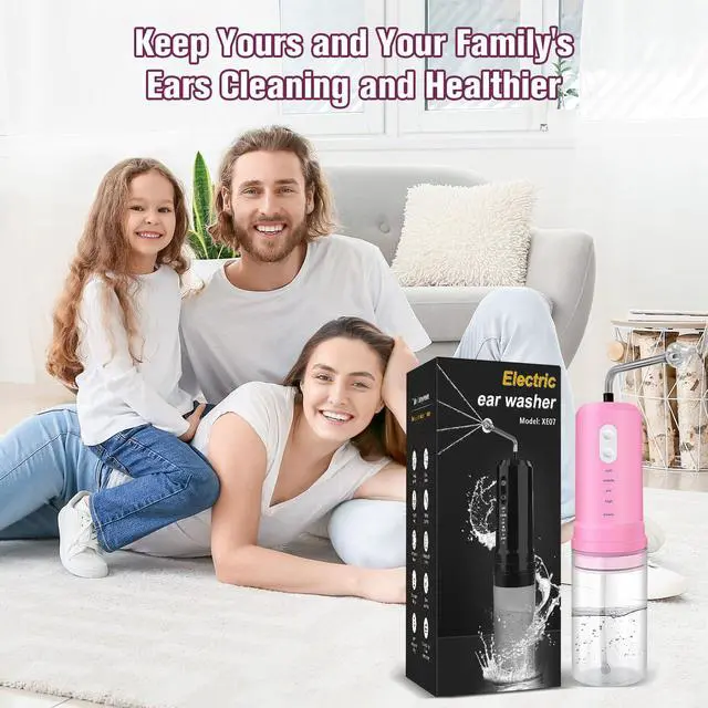 Alt view image 6 of 7 - Ear Wax Removal, Electric Ear Irrigation Flushing System, Water Powered Ear Cleaner with 4 Pressure Modes, 6 Reusable Replacement Tips, Safe and Effective Ear Cleaning Tool for Adults (Pink)