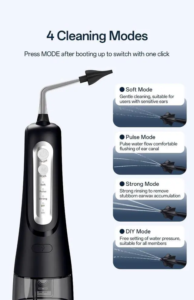 Alt view image 7 of 7 - Electric Ear Wax Removal, Ear Irrigation Kit, DIY Mode, IPX7, Ear Cleaners for Adults