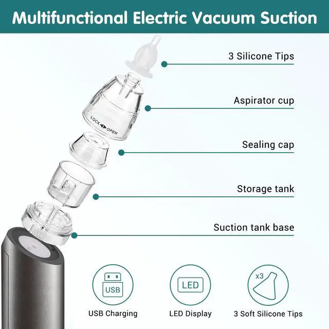 Alt view image 3 of 7 - Ear Wax Vacuum Removal Kit with Carrying Case, 6 Levels Electric Strong Suction Ear Wax Remover, USB Charge Ear Wax Vacuum Cleaner, Ear Wax Suction Remover Device for Adults and Kids (Black)