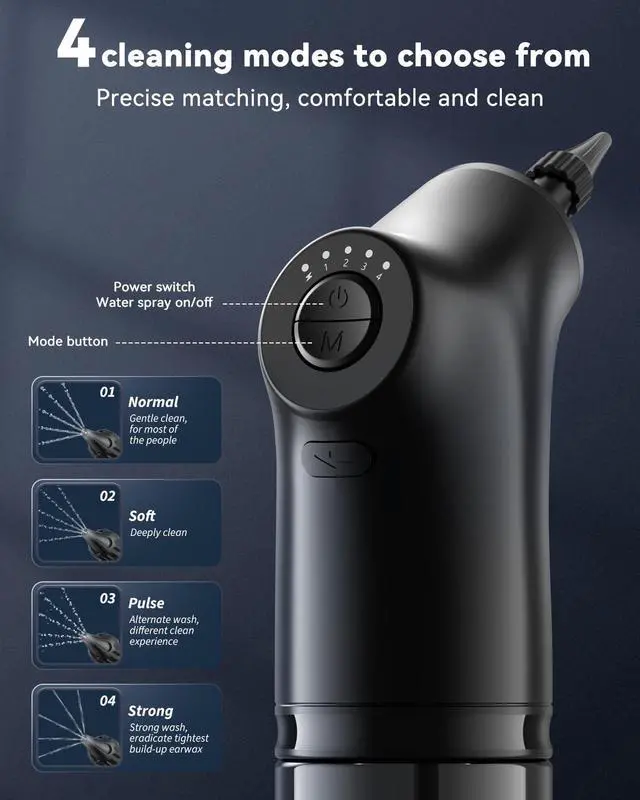 Alt view image 2 of 6 - Ear Wax Removal, Ear Cleaner - Safe and Efficient Ear Cleaning Kit, 4 Pressure Modes,Electric Earwax Cleaning Kit for Earwax Buildup