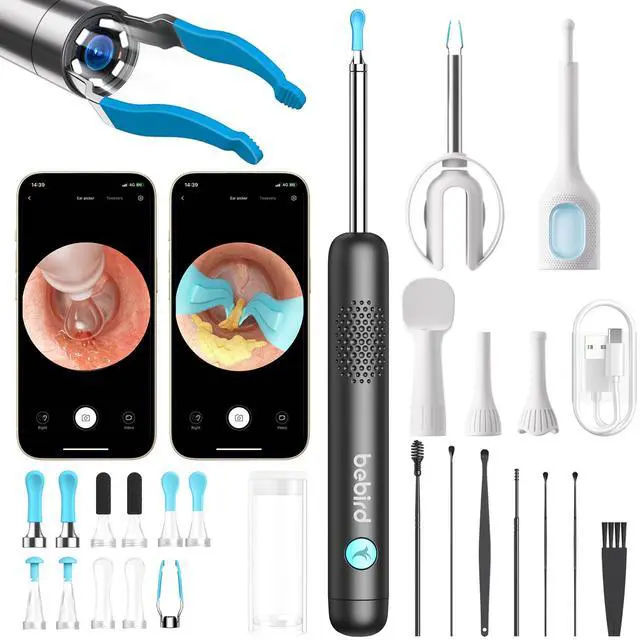 Main image of R1 Ultra Ear Wax Remova, Ear Cleaner with Camera Ear Scope, Wax Remove Ear Pick with Ear Otoscope Tweezers, Visual Dropper Cleaning Kit, Ear/Nose/Throat Examination Tool for Family, Black