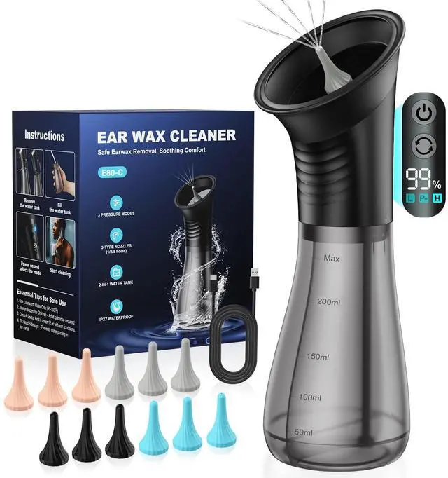 Main image of Safe Ear Wax Removal - Electric Ear Cleaner with 3 Pressure Modes, Effective & Easy to Use, IPX7, Automatic Powered Ear Wax Remover Home Ear Cleaning Machine