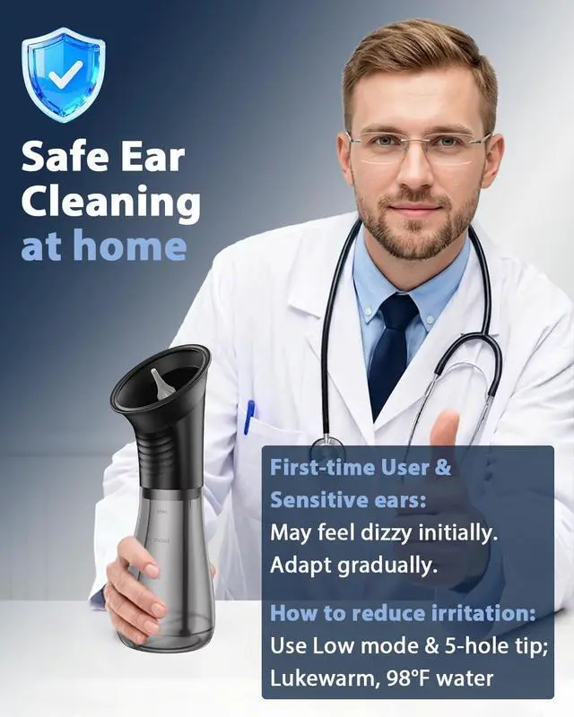 Alt view image 3 of 7 - Safe Ear Wax Removal - Electric Ear Cleaner with 3 Pressure Modes, Effective & Easy to Use, IPX7, Automatic Powered Ear Wax Remover Home Ear Cleaning Machine