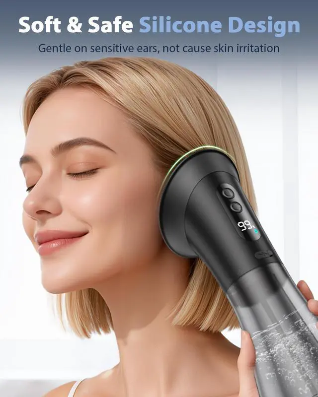 Alt view image 7 of 7 - Safe Ear Wax Removal - Electric Ear Cleaner with 3 Pressure Modes, Effective & Easy to Use, IPX7, Automatic Powered Ear Wax Remover Home Ear Cleaning Machine