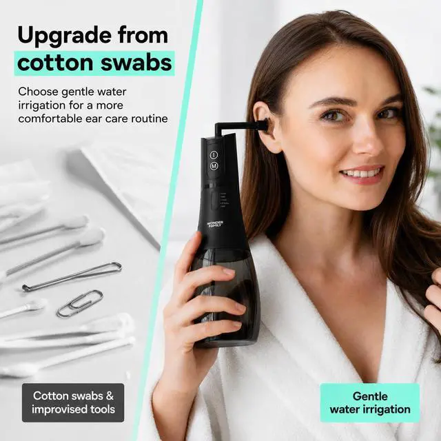 Alt view image 5 of 7 - Electric Ear Cleaner and Earwax Removal Kit - 5 Pressure Modes, Timer - Safe Cleaning & Flushing Tool - Clogged Ear Wax Removal Kit for Adults with 6 Nozzles, Washing Basin, Cable, Storage Bag - IPX7