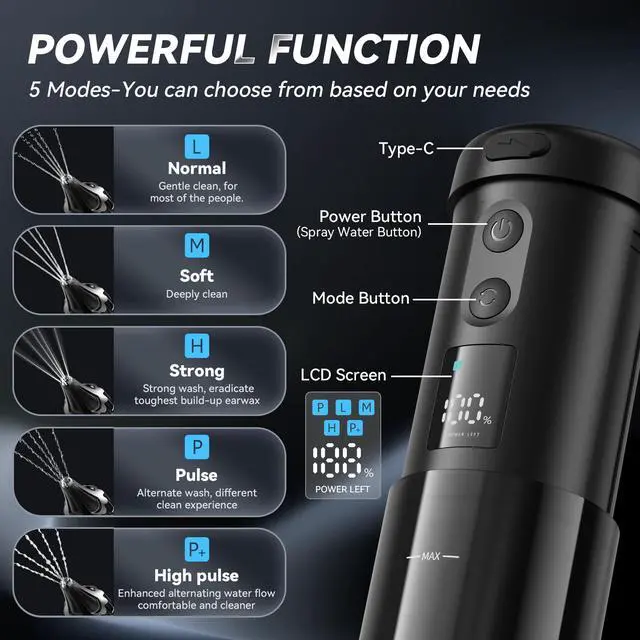 Alt view image 3 of 6 - Ear Irrigation Flushing System for Adults, IPX5 Shower-Friendly, Portable