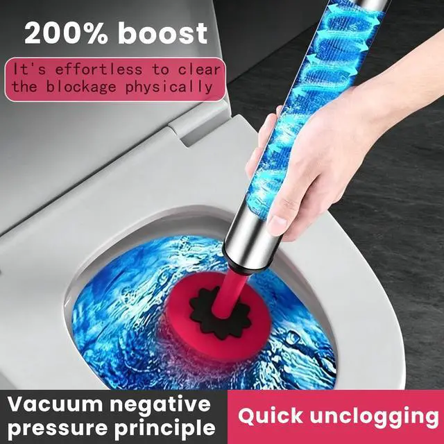 Alt view image 4 of 6 - Toilet Plunger,Bathroom Plunger, High Pressure Toilet Auger,Powerful Air Drain Unclogger and Toilet Clog Remover, Toilet Plunger for Sinks and Clogged Pipes