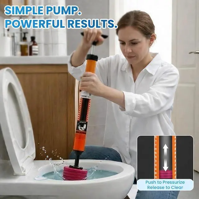 Alt view image 3 of 6 - High Pressure Air Toilet Plunger, Heavy Duty Unclogger for Bathroom, Powerful Clog Remover Tool Alternative to Drain Snake (1PC)