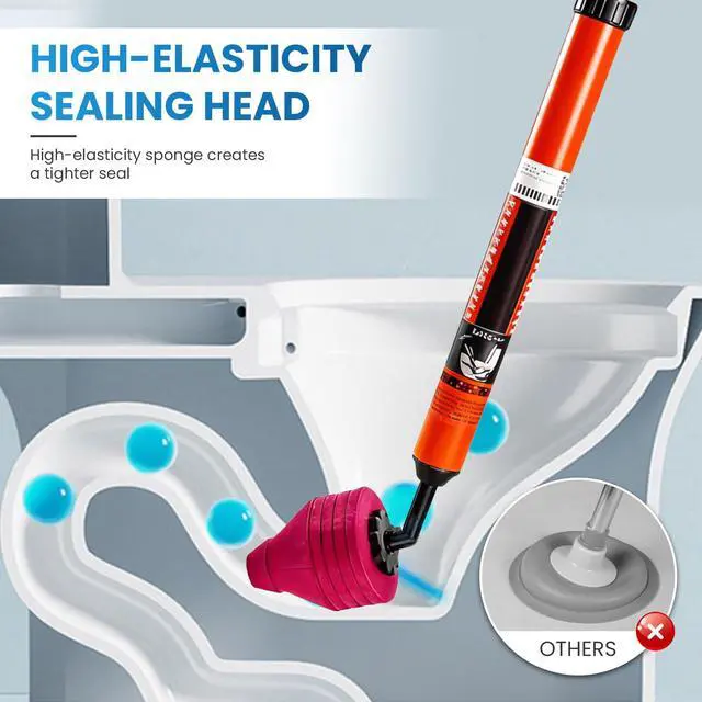 Alt view image 5 of 6 - High Pressure Air Toilet Plunger, Heavy Duty Unclogger for Bathroom, Powerful Clog Remover Tool Alternative to Drain Snake (1PC)