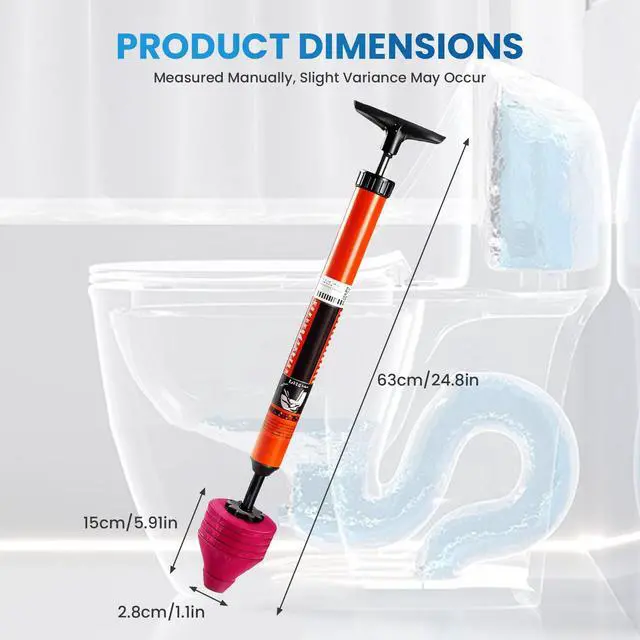 Alt view image 6 of 6 - High Pressure Air Toilet Plunger, Heavy Duty Unclogger for Bathroom, Powerful Clog Remover Tool Alternative to Drain Snake (1PC)