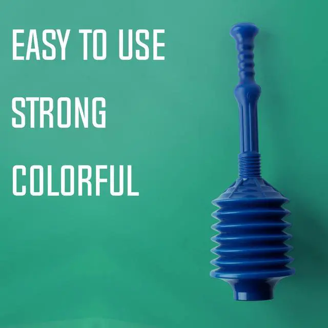 Alt view image 2 of 7 - Professional Bellows Accordion Toilet Plunger, High Pressure Thrust Removes Heavy Duty Clogs from Clogged Bathroom Toilets, All Purpose Power Plungers for Bathrooms, Cobalt