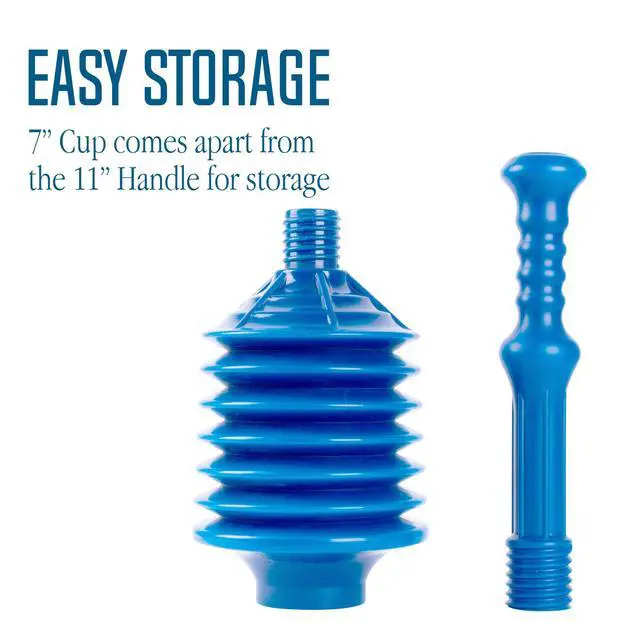 Alt view image 6 of 7 - Professional Bellows Accordion Toilet Plunger, High Pressure Thrust Removes Heavy Duty Clogs from Clogged Bathroom Toilets, All Purpose Power Plungers for Bathrooms, Cobalt