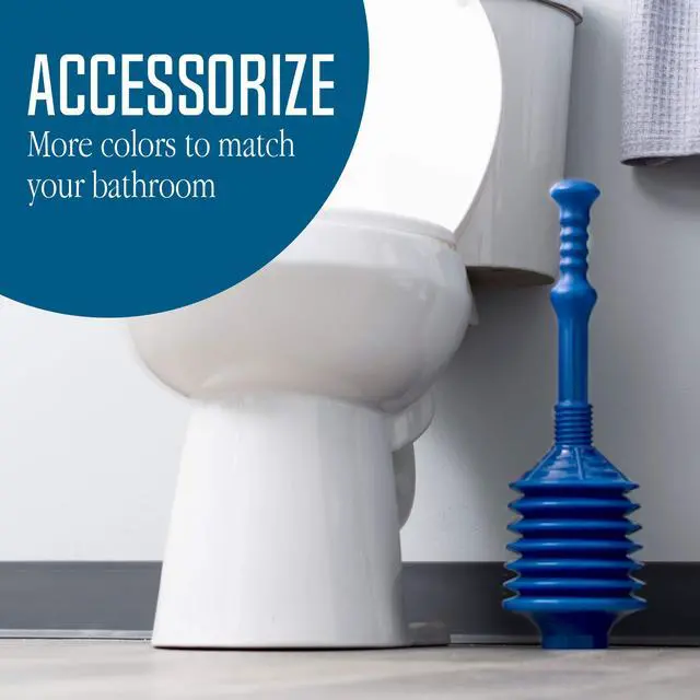 Alt view image 5 of 7 - Professional Bellows Accordion Toilet Plunger, High Pressure Thrust Removes Heavy Duty Clogs from Clogged Bathroom Toilets, All Purpose Power Plungers for Bathrooms, Cobalt