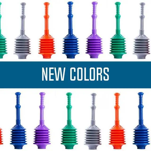Alt view image 7 of 7 - Professional Bellows Accordion Toilet Plunger, High Pressure Thrust Removes Heavy Duty Clogs from Clogged Bathroom Toilets, All Purpose Power Plungers for Bathrooms, Cobalt